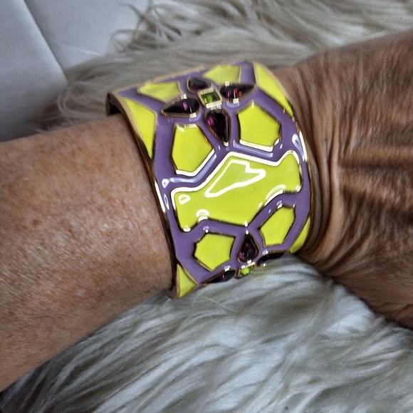 Kate Spade Yellow and Purple Enamel Wide Cuff Bracelet NwOT - Picture 7 of 7